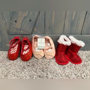Carter's Pink Crib Shoes and Disney Red Snow White Crib Shoes